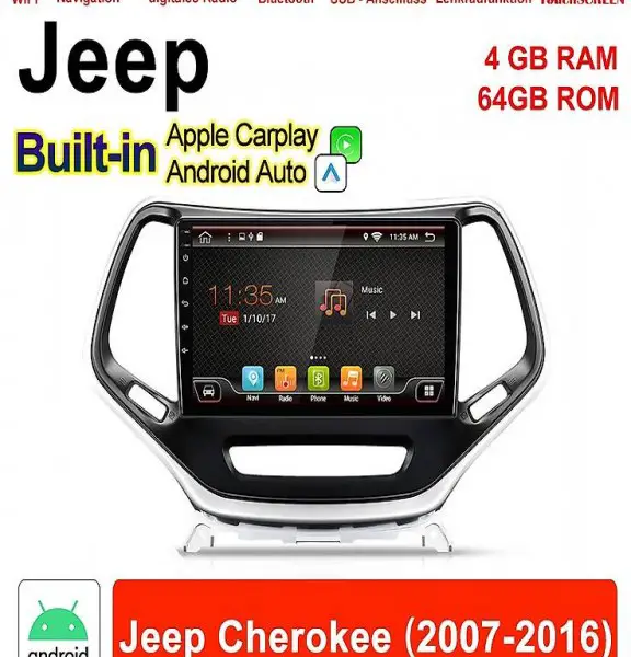  10 Zoll Android 10.0 Multimedia 4GB+64GB Für Jeep Cherokee
