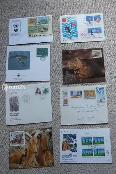 Briefmarken auf Karten oder Couverts