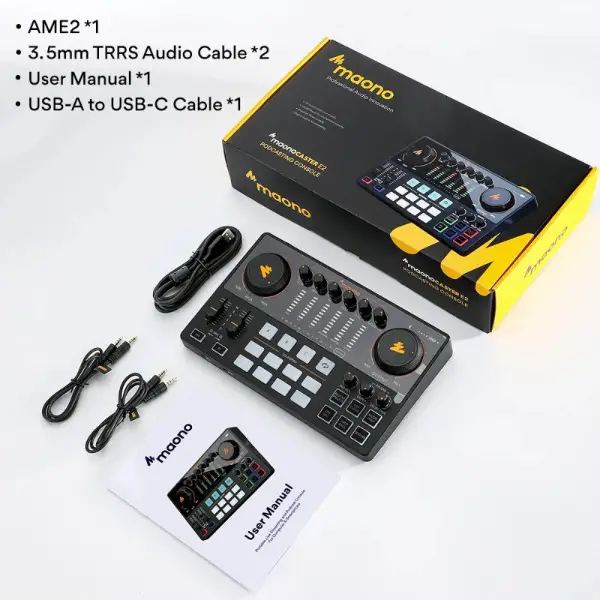 Maono ame2 Audio-Interface Soundkarte DJ-Mixer
