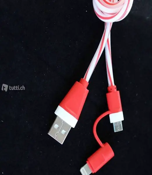  Portofrei 2in1 Rot . Micro Lighting kabel iPhone Samsung