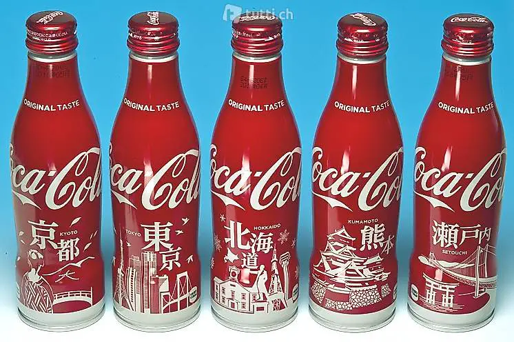 Coca Cola-Aluflasche 5er-Set Japanische Städte, 2017
