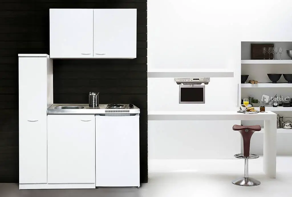  V9 - Miniküche Küchenblock Küchenzeile 130cm weiss