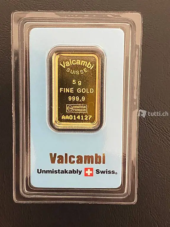 Goldbarren 5 g Valcambi Suisse