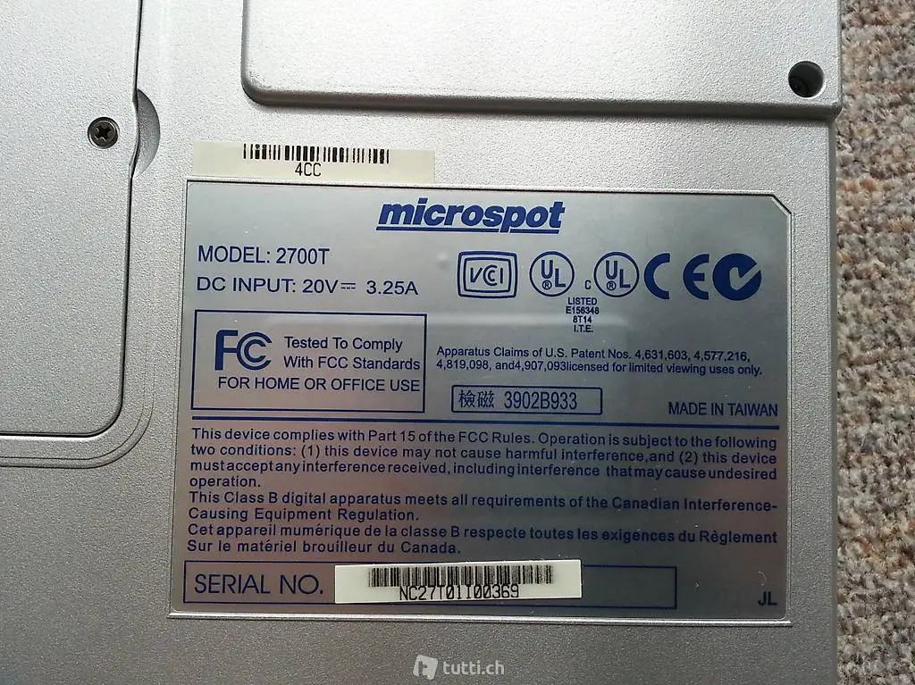 Laptop Microspot PIII 1.13/1.26 GHz, 256MB, TF14"