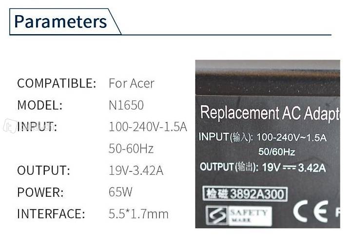  Acer Aspire Ladegerät 19V 3.42A