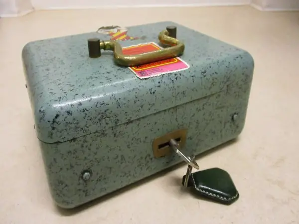 Geld-Kassette Cash-Box Kasse 60er Stöckli Vintage Stahlblech