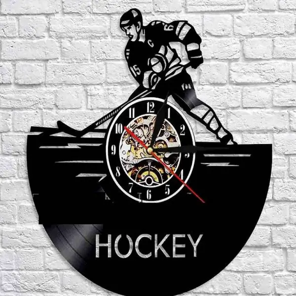 Hockey Schallplatten Uhr
