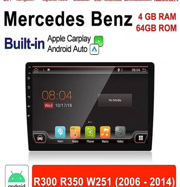  9 Zoll Android 10.0 Autoradio 4GB+64GB Für BENZ R300 R350