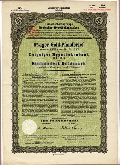 Gold-Pfandbrief antik "1930"
