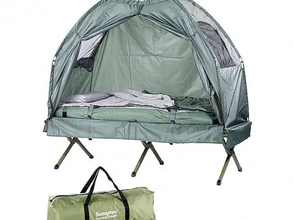  4in1-Zelt mit Feldbett, Schlafsack und Matratze, 1.200 mm Wa