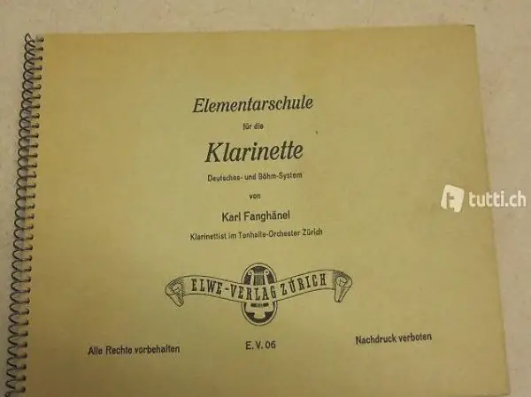 Elementarschule für die Klarinette Karl Fanghänel 1946