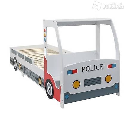  Kinderbett im Polizeiauto-Design mit Schreibtisch 90 x 200
