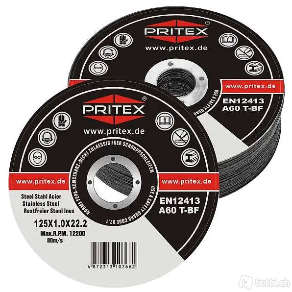  50x PRITEX Trennscheiben 125 x 1 mm Stahl, Edelstahl, Metall