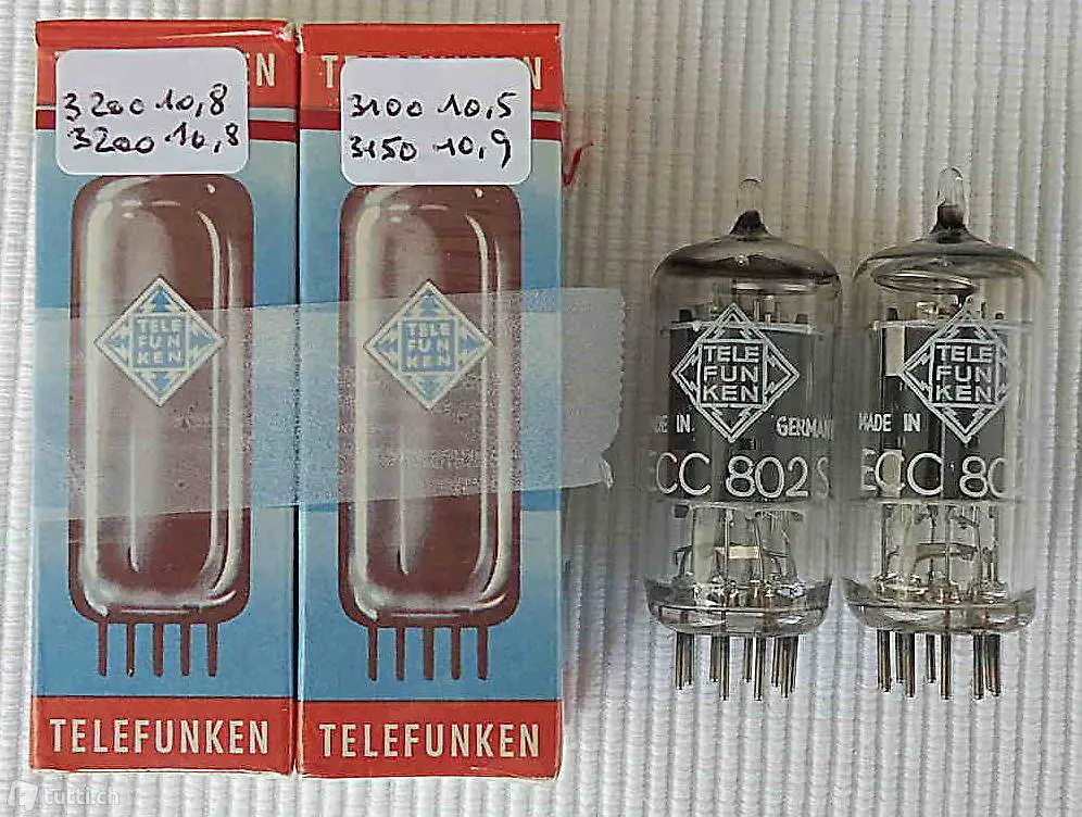 2 ECC802S < > Telefunken NOS/NIB matched pair tested 1960s