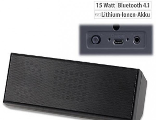  Portabler Stereo-Lautsprecher mit Bluetooth 4.1 und Akku, 10