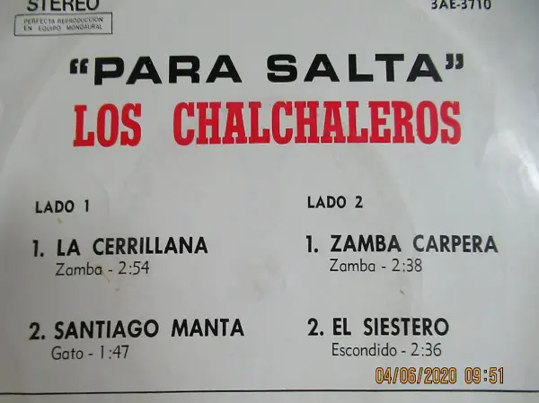  PARA SALTA VICTOR 3AE-3710 LOS CHALCHALEROS