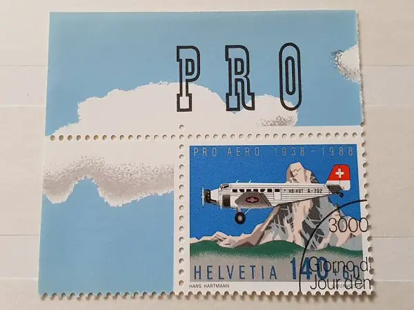  Briefmarke Pro Aero 1988 140 + 60 J52 und Matterhorn