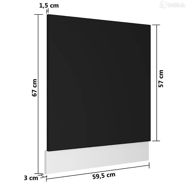  Geschirrspülerblende Schwarz 59,5x3x67 cm Spanplatte