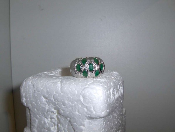 Ring 925 Silber mit 7 Smaragde von Harry Ivens Gr. 17