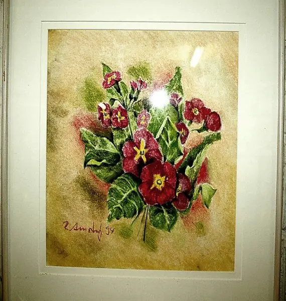 Blumenstrauss Neocolor Unterschrift L. Amstutz