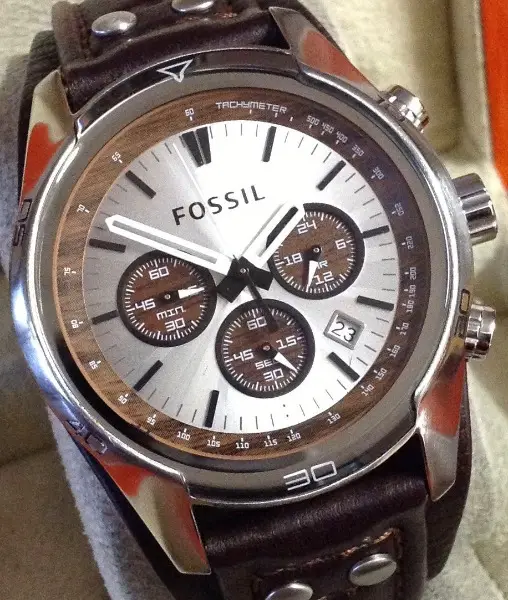 Fossil Watch Quarz Chronograph Lederband Topp Zustand wie