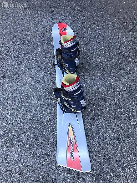 Snowboard mit Schuhe