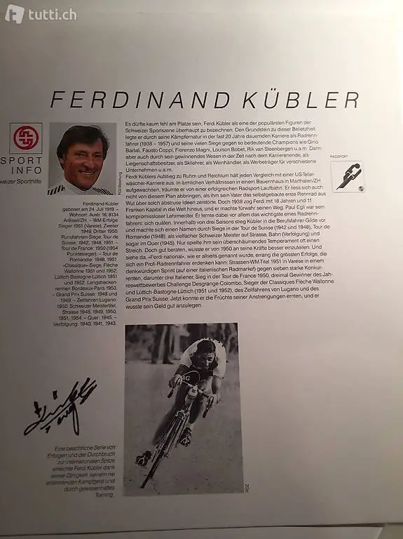 Ferdy Kübler Biographie mit Autogramm