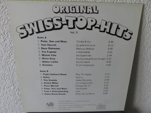 Swiss-Top-Hits Vol.3, Schallplatte, Gewaschen !