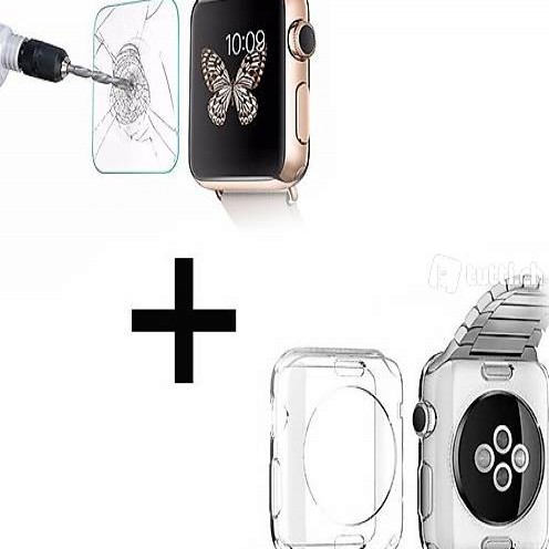  Panzerglas + Schutzhülle für Apple Watch Sport 38mm - Set