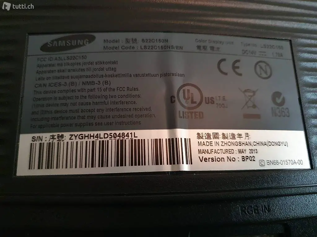 Monitor Samsung LS22C150NS Black