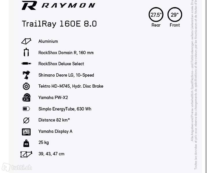 E-Mountainbike Raymon TrailRay 160E 8.0