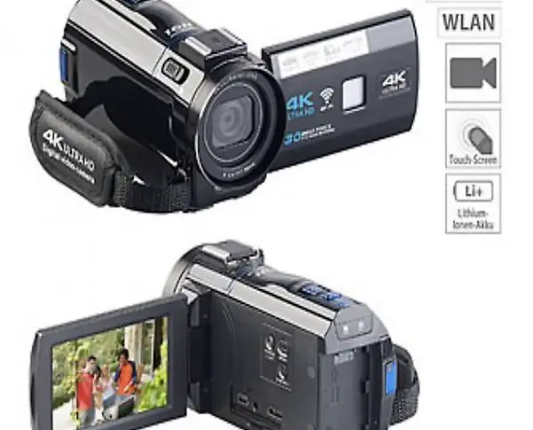  4K-UHD-Camcorder mit Panasonic-Sensor, WLAN, App, HD mit 120