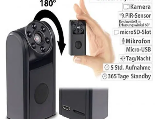  Mini-HD-Überwachungskamera, IR-Nachtsicht, PIR-Sensor, 1 Jah