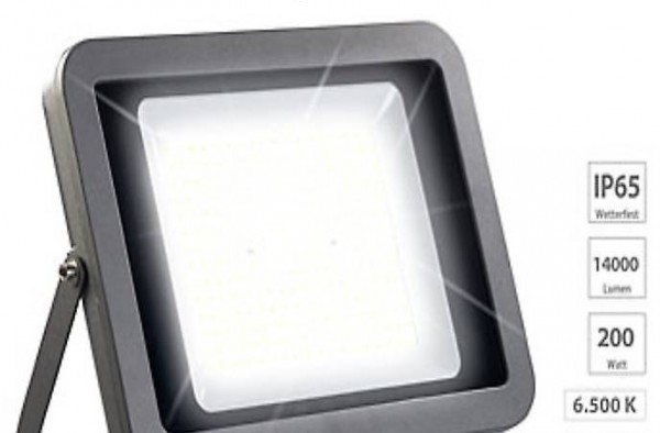  Wetterfester LED-Fluter, 200 W, 16.000 lm, IP65, 3.000 K, A+