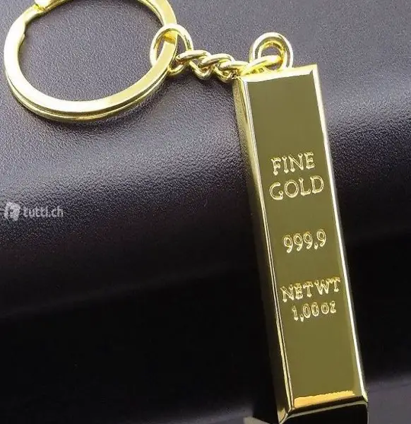 Schlüsselanhänger Goldbarren Gold Or Keyring Metall Keychain