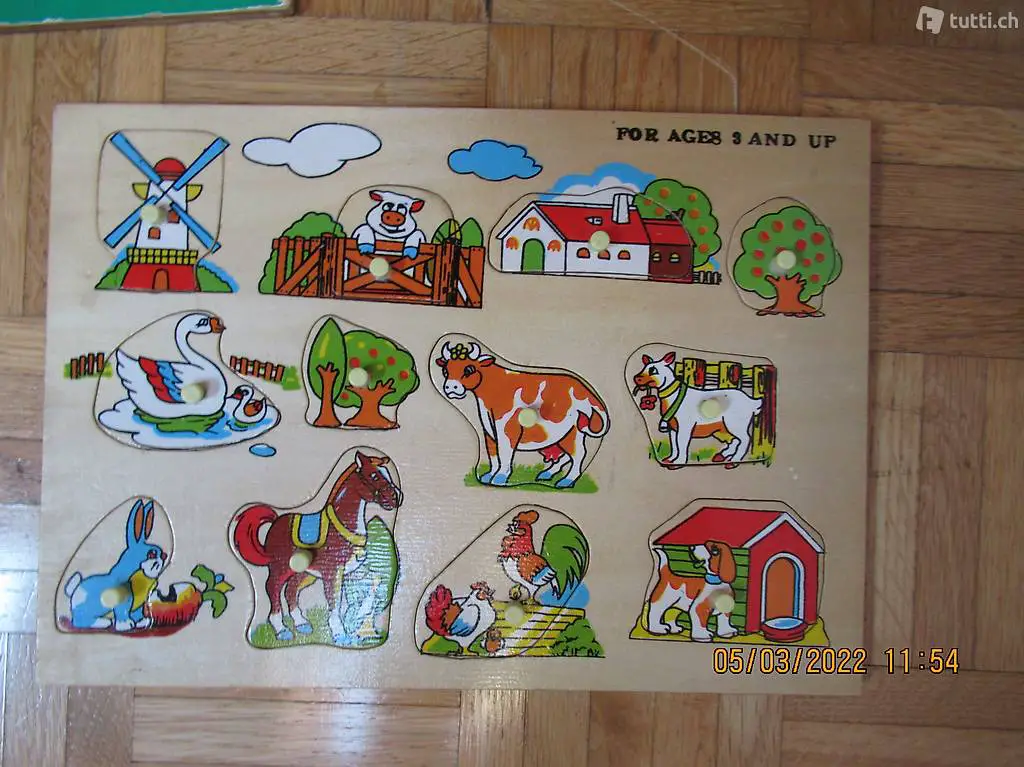 Holz-Puzzle Bauernhof für Kinder ab 2 Jahren