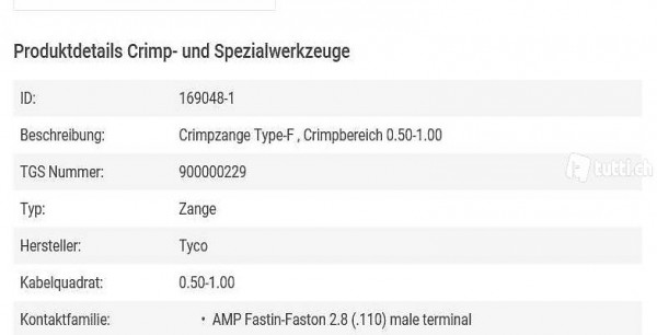 AMP Crimpzange Type F Nr. 169048-1