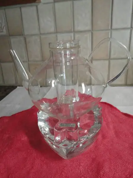  Teekrug Glas mit Rechaud, Herzförmig von GEORGS HUETTE