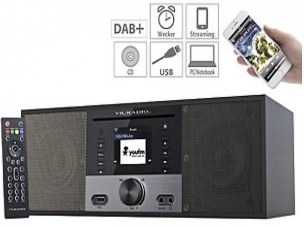  Stereo-Internetradio m. CD-Player, DAB+/FM, Farbdisplay, Wec