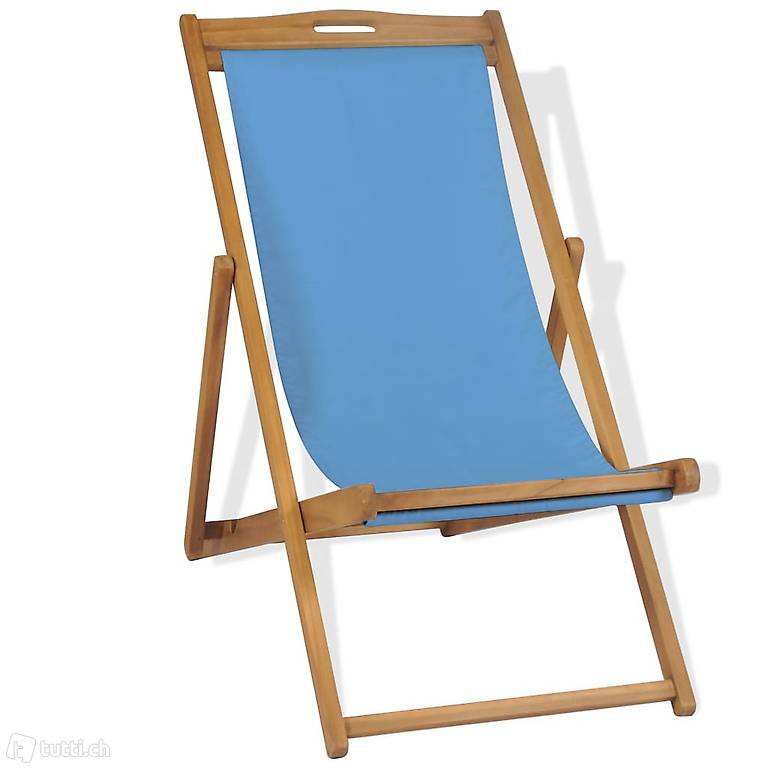  Liegestuhl Teak 56×105×96 cm Blau