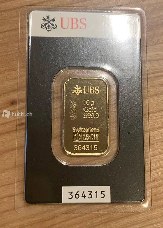 Goldbarren UBS 10 Gramm, versiegelt