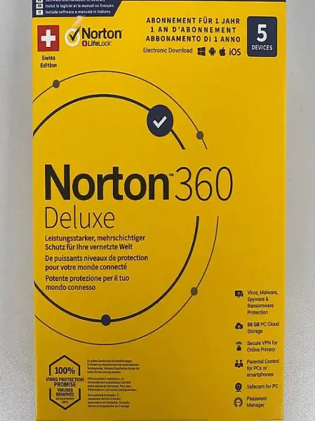  Norton 360 Deluxe Antivirus 1 Jahr / 5 Devices