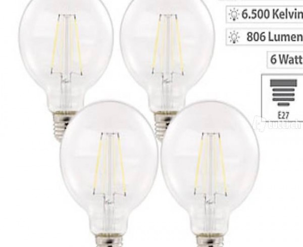  4er Pack LED-Filament-Birne, E27, A++, 6 W, 806 lm, 360°