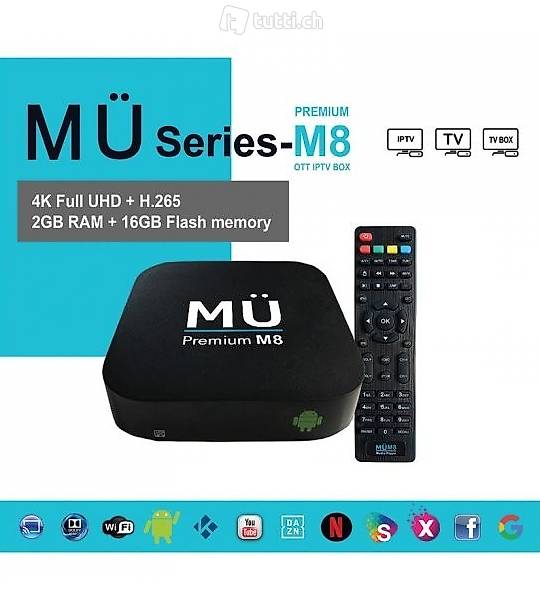  M8 Premium OTT IPTV Box 4K full UHD + H.265 2 GB RAM
