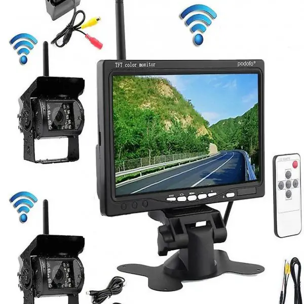  Rückfahrkamera Kamera Funk 7" Auto Monitor mit 2 Kameras