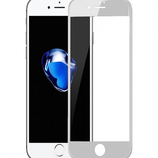  iPhone 8 Randlos Panzerglas Schutzglas Curved Silber