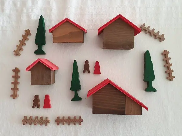  Holzspielsachen Haus Baum Figur Zaun