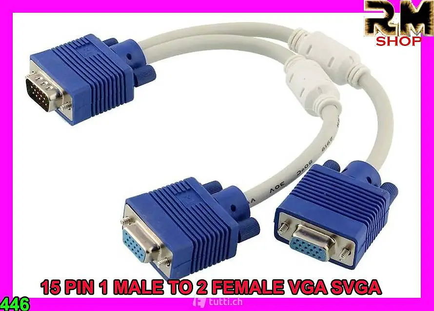  15 Pin 1 Stecker auf 2 Female VGA SVGA