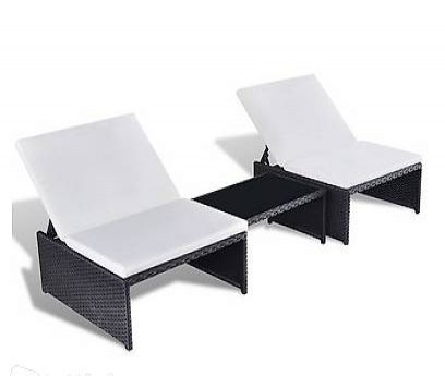  Poly Rattan 2-Sitzer Lounge Set verstellbarer Rückenlehne s