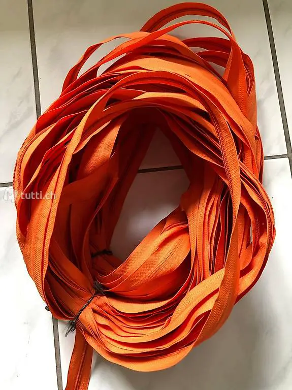 Reissverschluss 6 mm, orange, 17 Meter endlos + Zipper